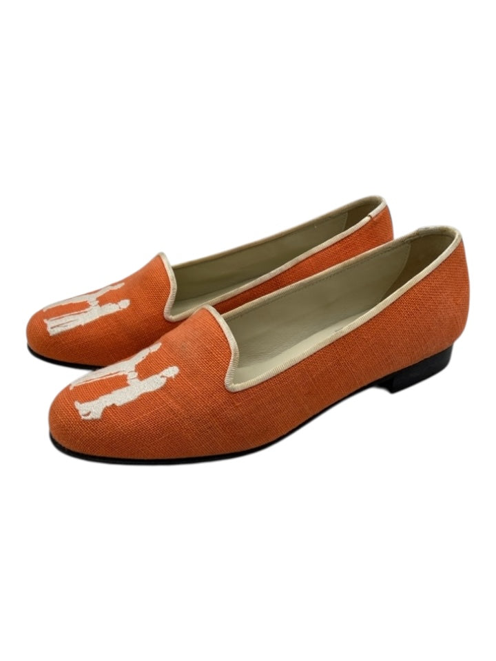 Hadleigh's Shoe Size 36 Orange & cream Canvas Grossgrain Trim Round Toe Flats