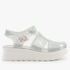 platform jellies glitter