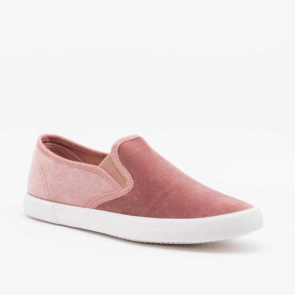 velvet slip on sneakers womens