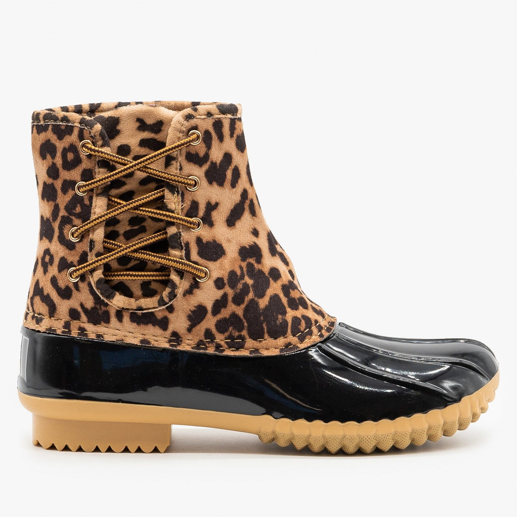 womens leopard print duck boots