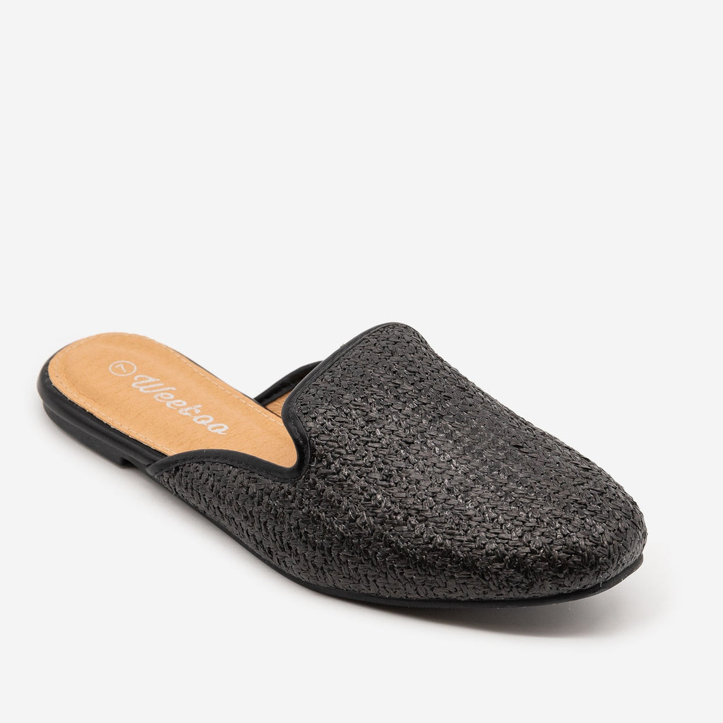 Basketweave Slip On Mules - Weeboo Shoes Beth-5 | Shoetopia