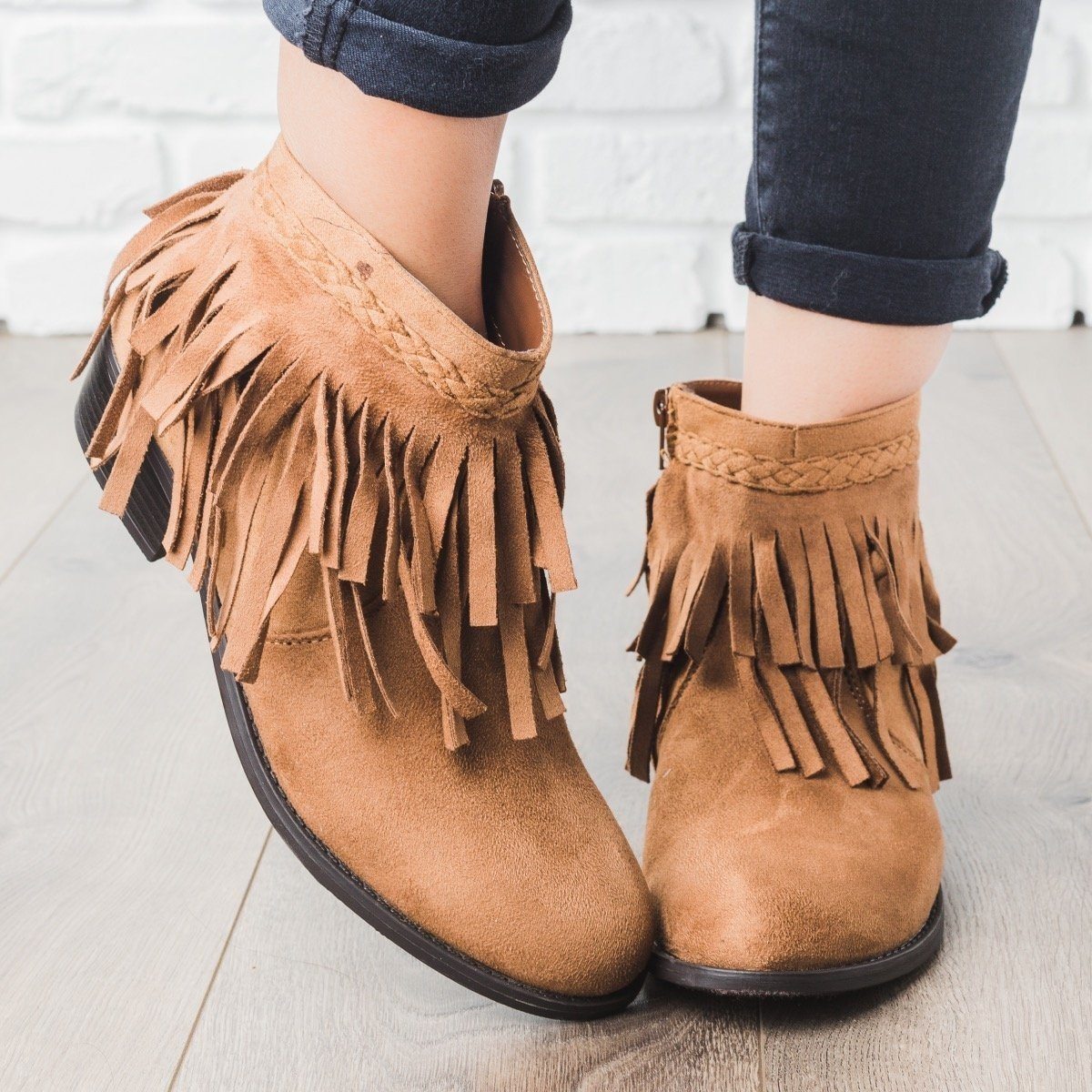 Boho Fringe Ankle Booties - Refresh Shoes Tildon-05 | Shoetopia