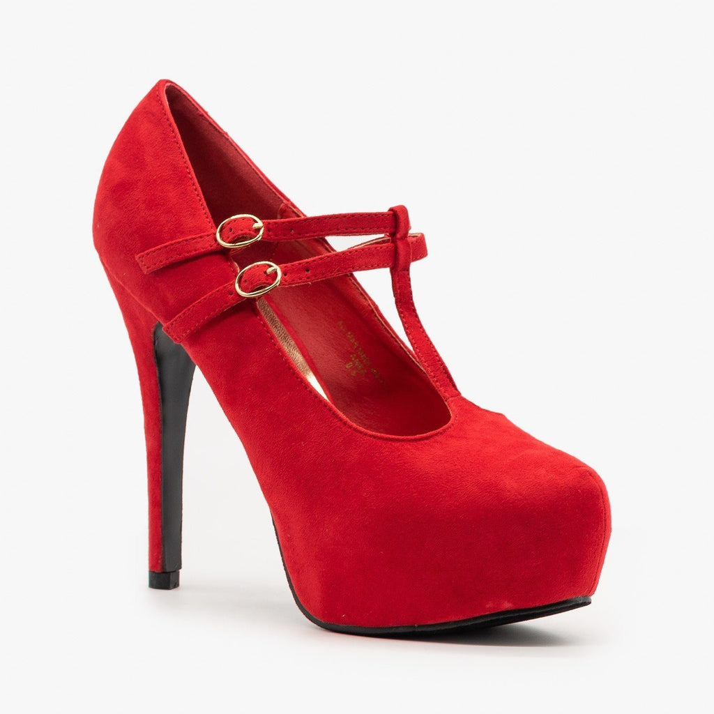 Bold Stiletto Platform Pumps - Red 