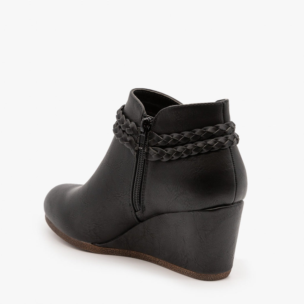 womens black wedge bootie