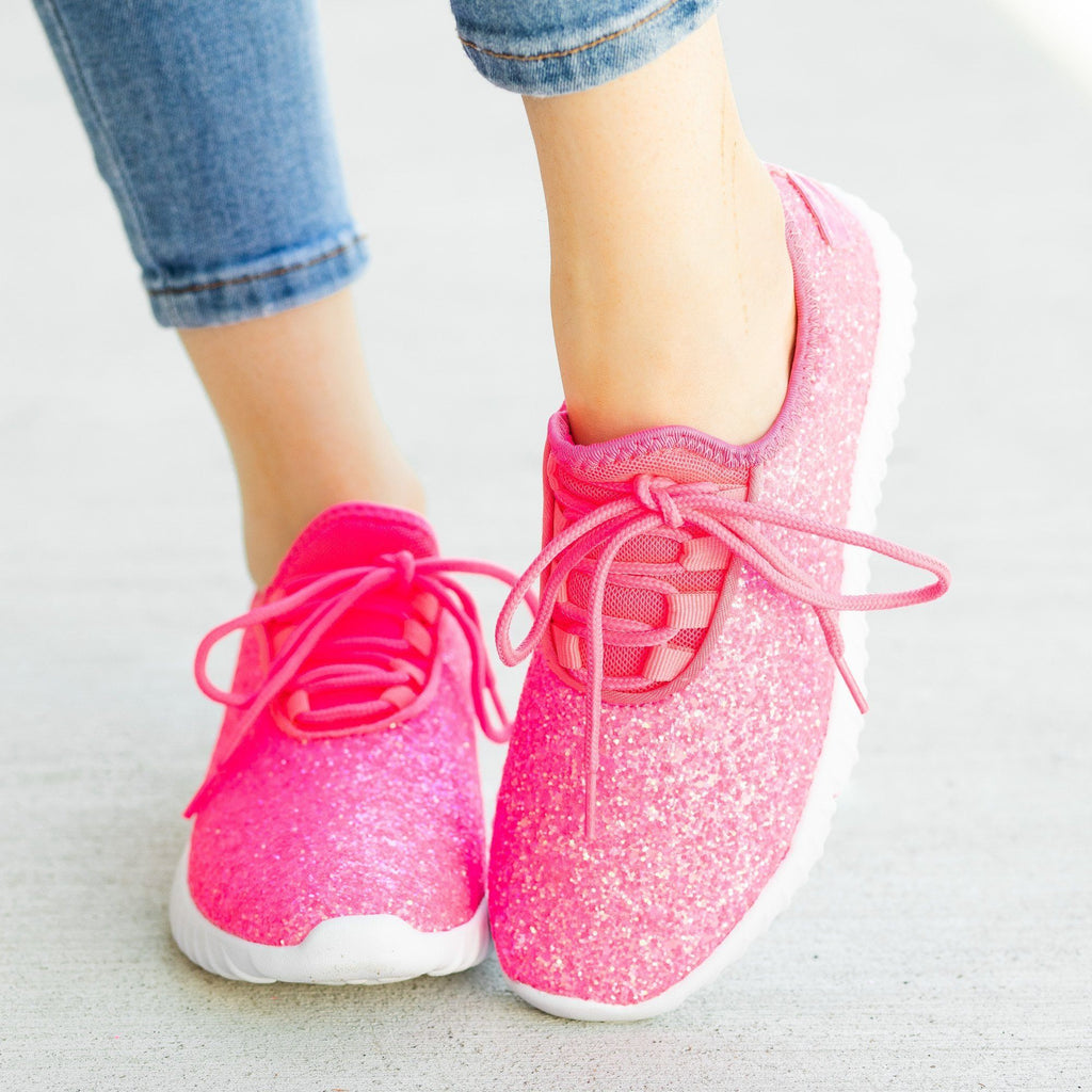 womens pink glitter tennis shoes