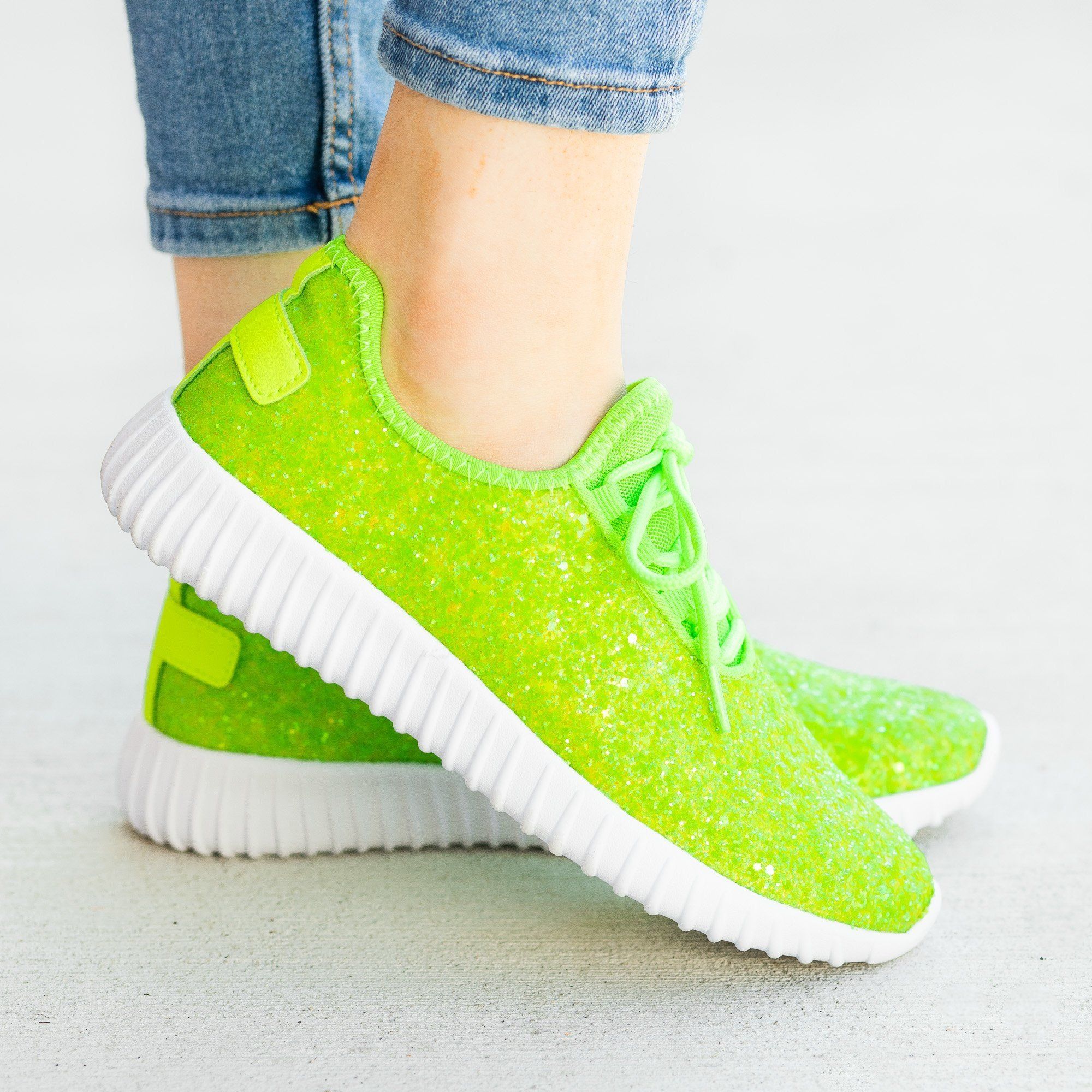 Bright Neon Glitter Sneakers - Forever 