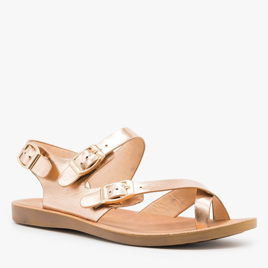 Buckled Slingback Toe Hold Sandals - Forever Shoes Theresa-11 | Shoetopia