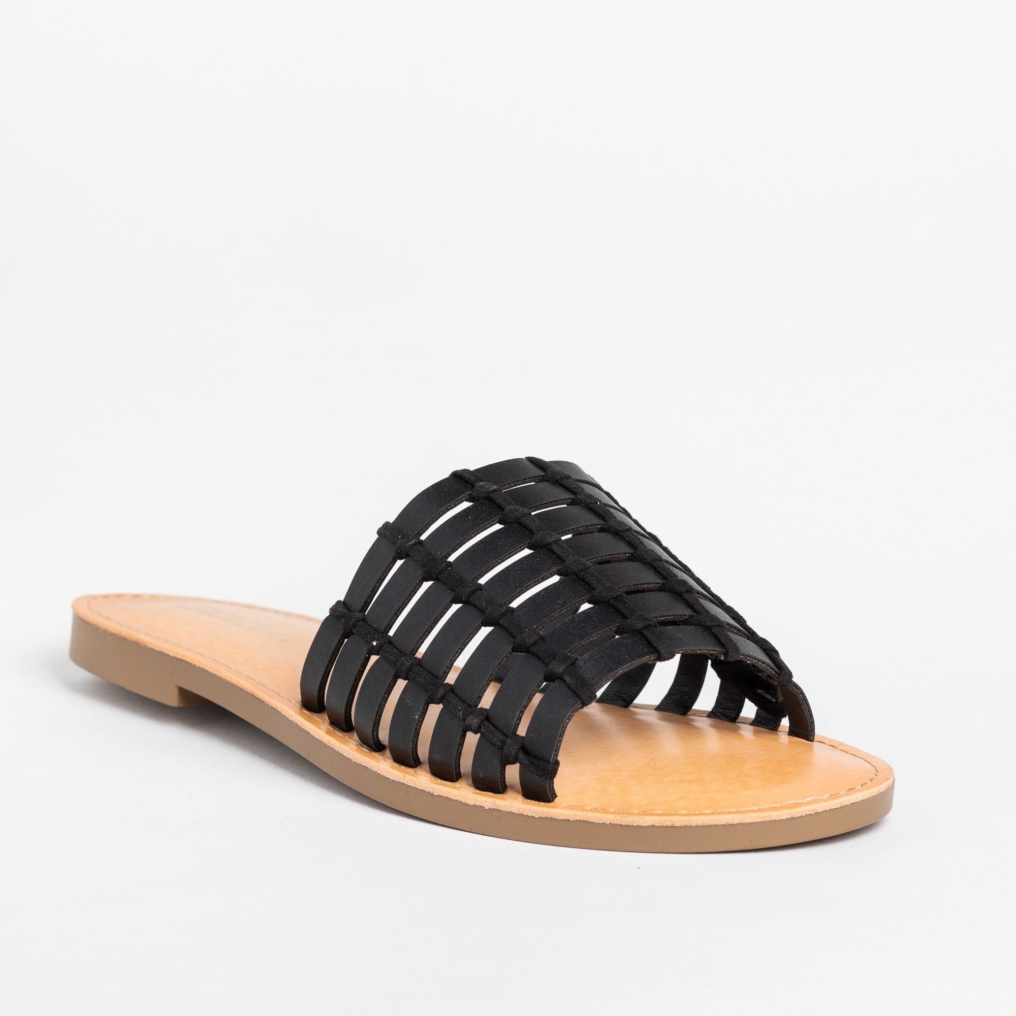 caged slip on sandals