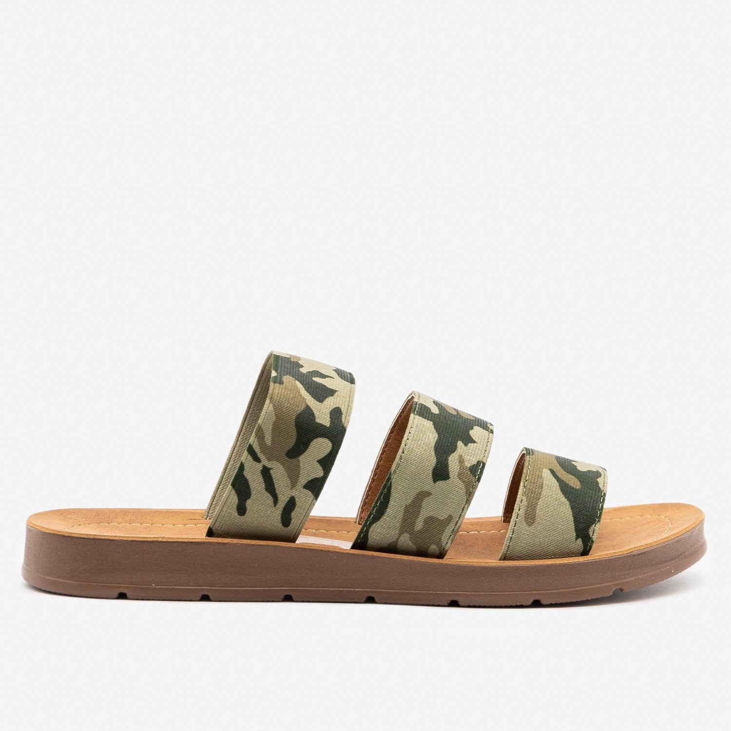 Camo Triple Elastic Strap Sandals 