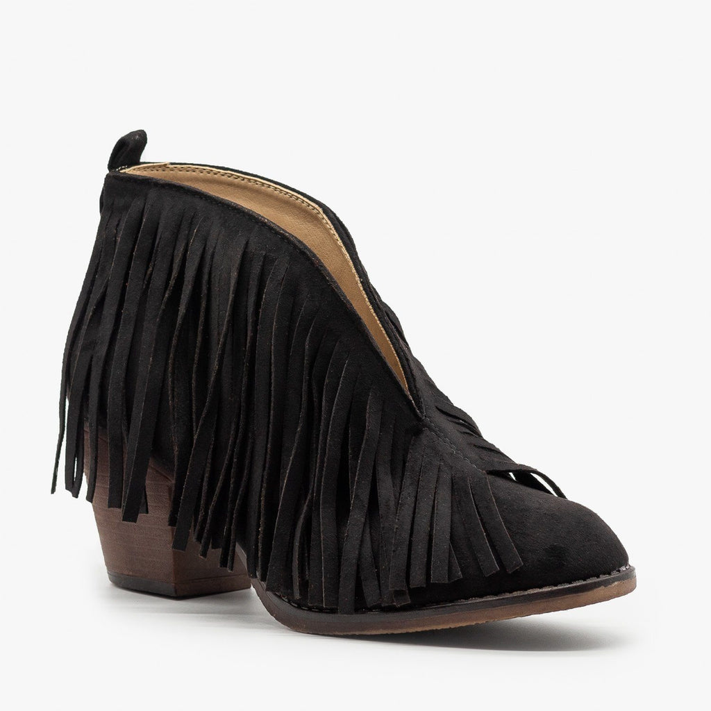 Center Cut Fringe Booties - Mata Shoes Babe | Shoetopia