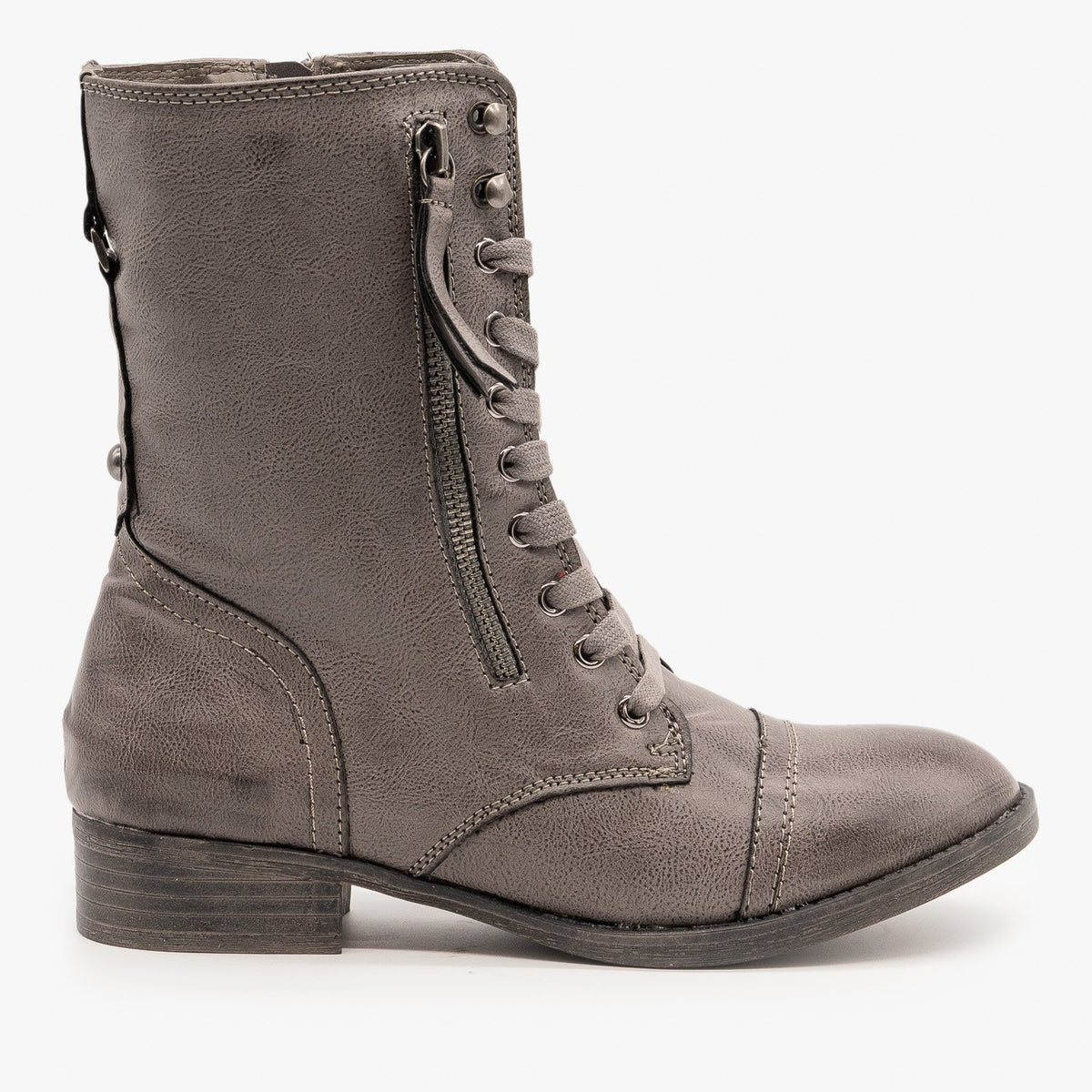 Charcoal Gray Combat Boots - Morgan 