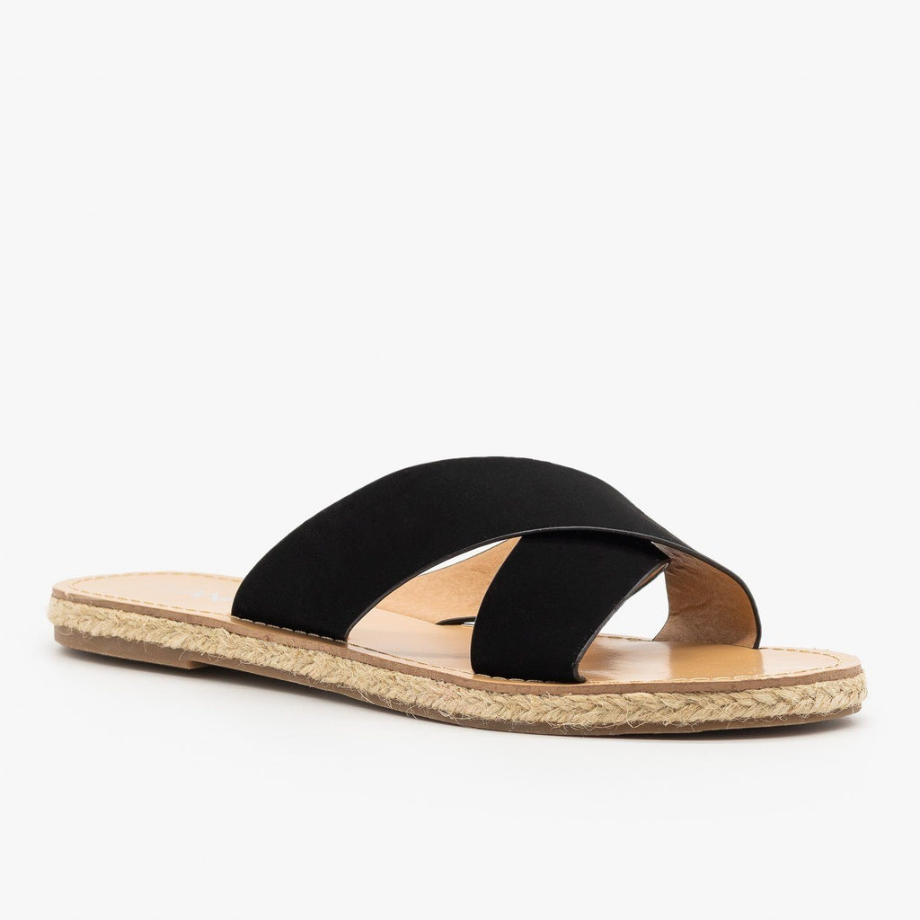 Chic Criss Cross Espadrille Slides - Anna Shoes Wheel-8 | Shoetopia