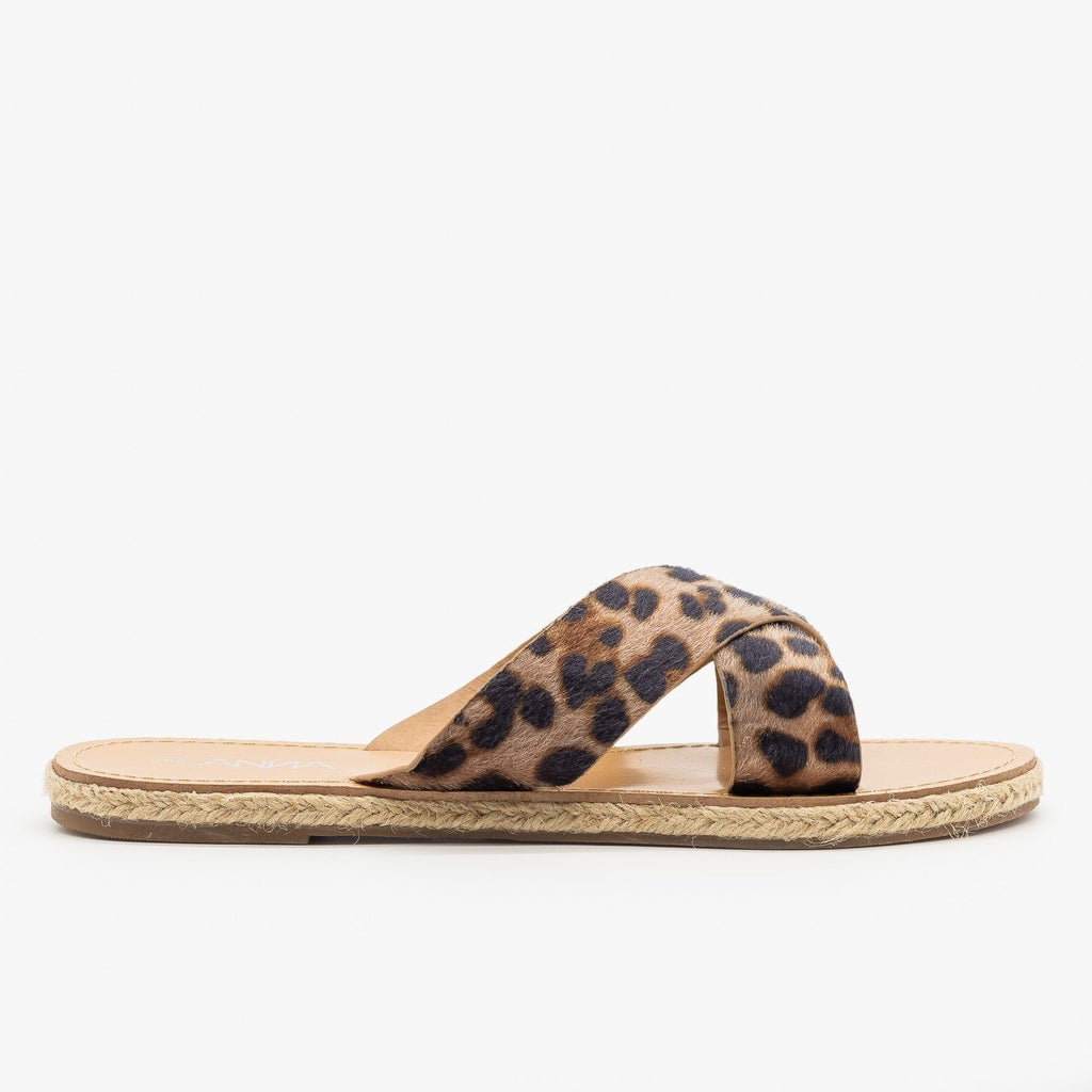 Chic Criss Cross Espadrille Slides - Anna Shoes Wheel-8 | Shoetopia