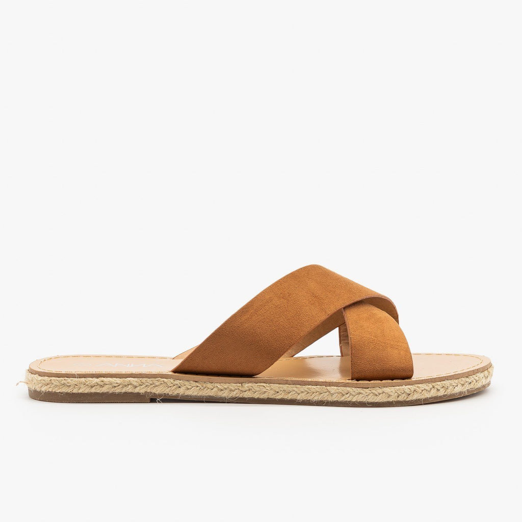 Chic Criss Cross Espadrille Slides - Anna Shoes Wheel-8 | Shoetopia