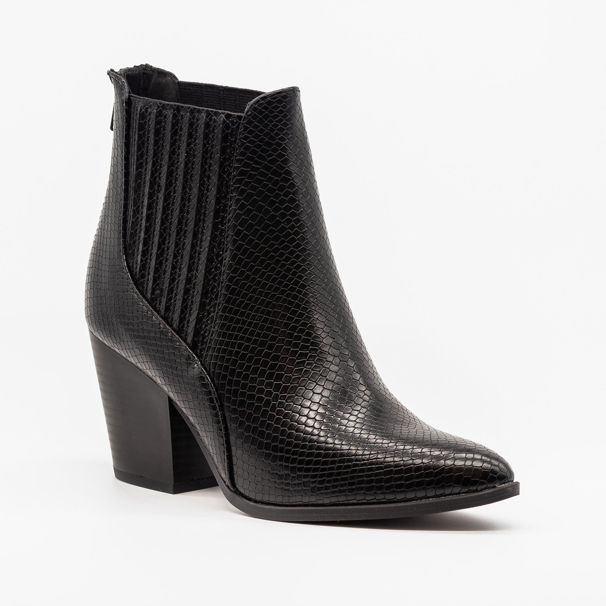Chic Pointed Toe Snake Skin Booties 