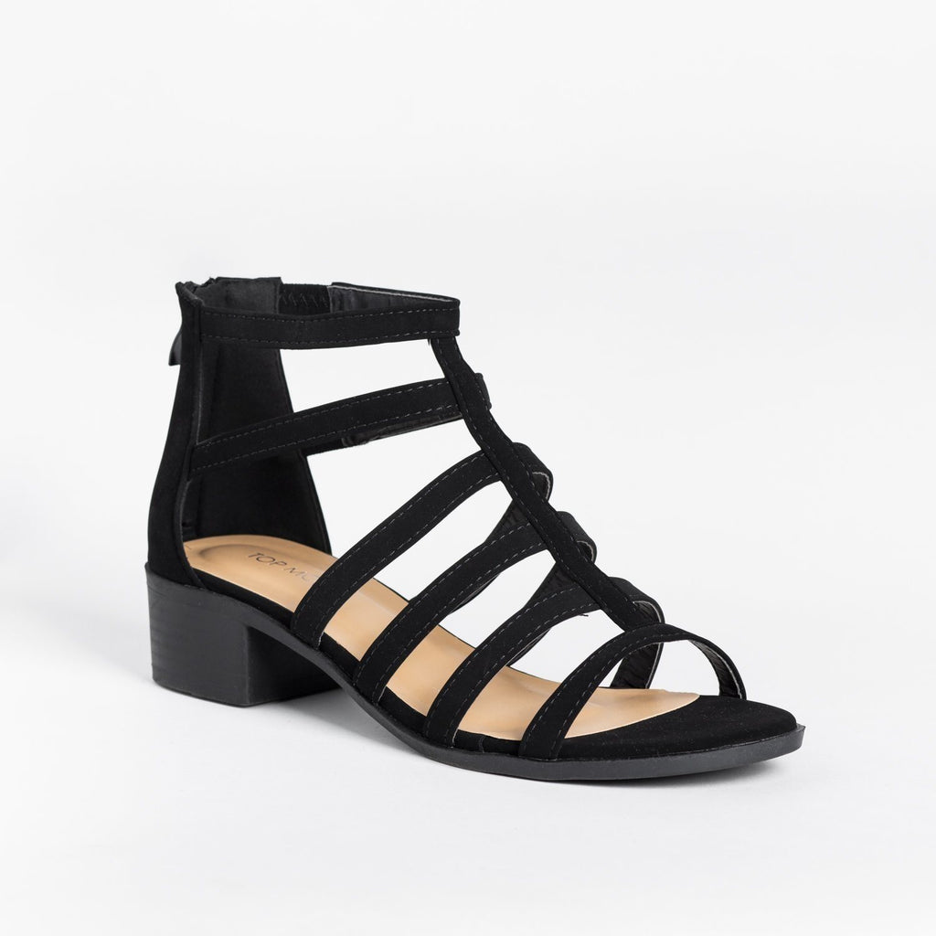 Classy Caged Low-Heeled Sandals - Top Moda Shoes Favor-62 | Shoetopia