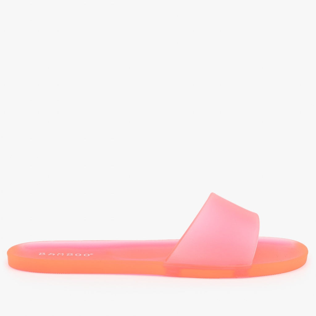 neon pink jelly sandals