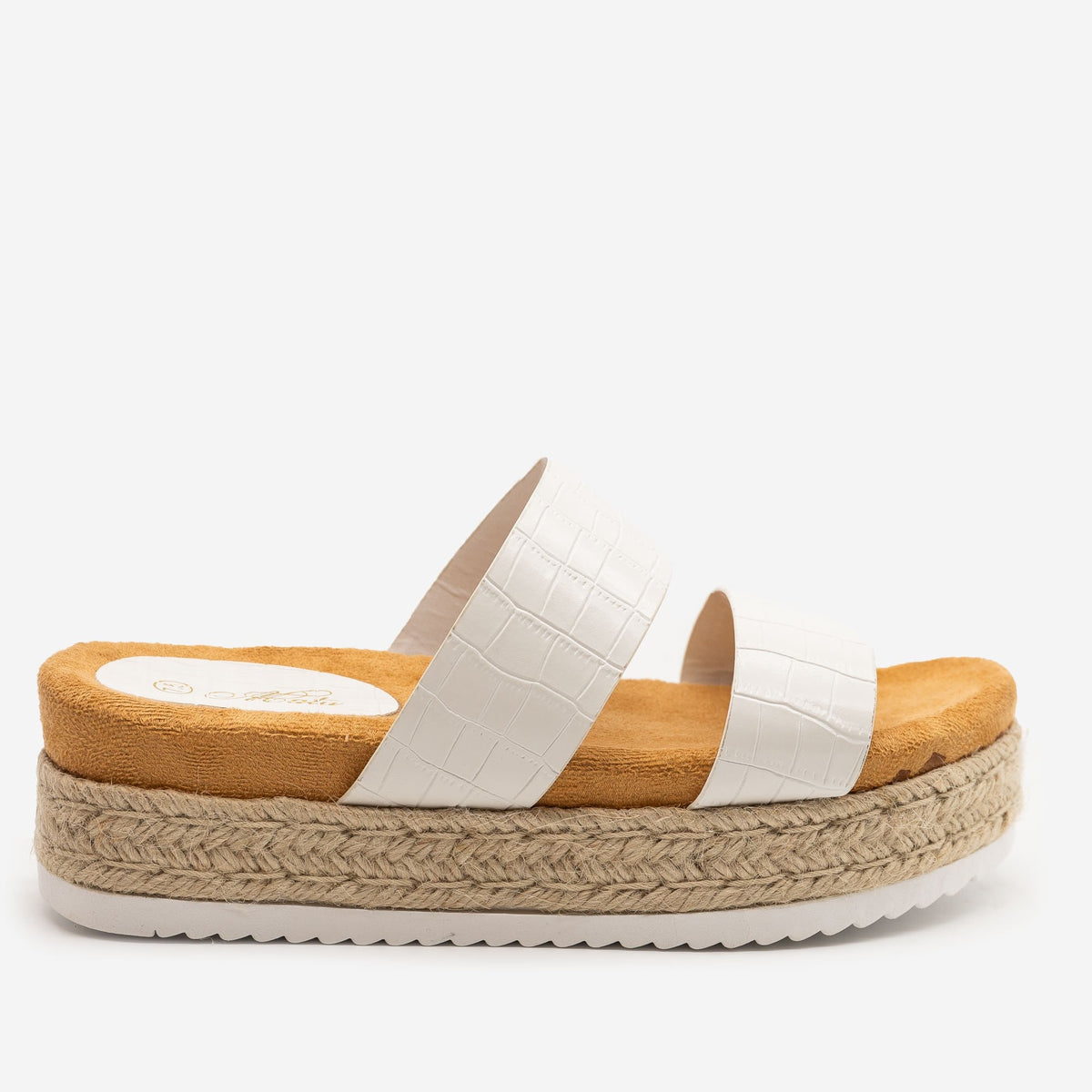 white croc faux leather flatform sandal