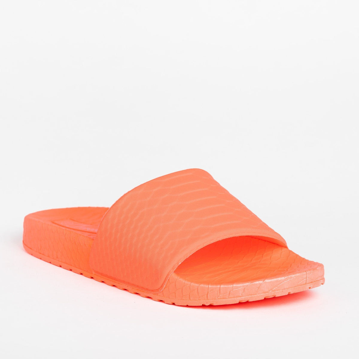 neon slide sandals