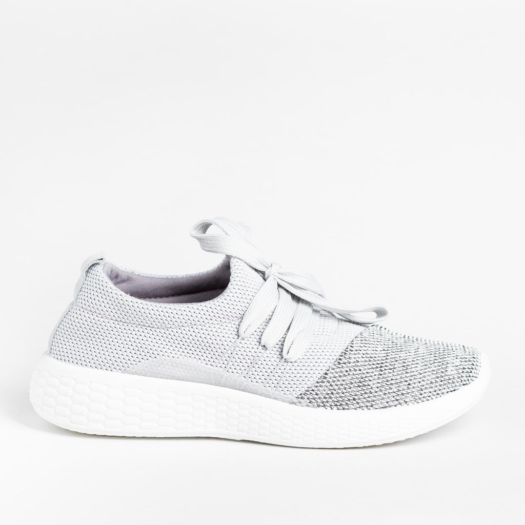 Comfy Knit Athleisure Sneakers - Qupid Shoes Pamier-03A | Shoetopia