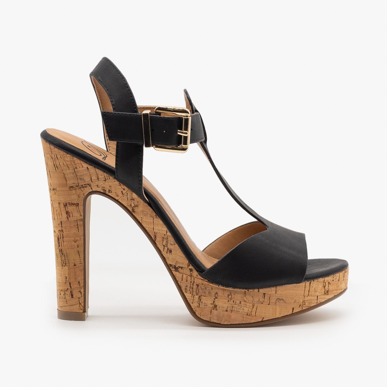 cork high heel sandals