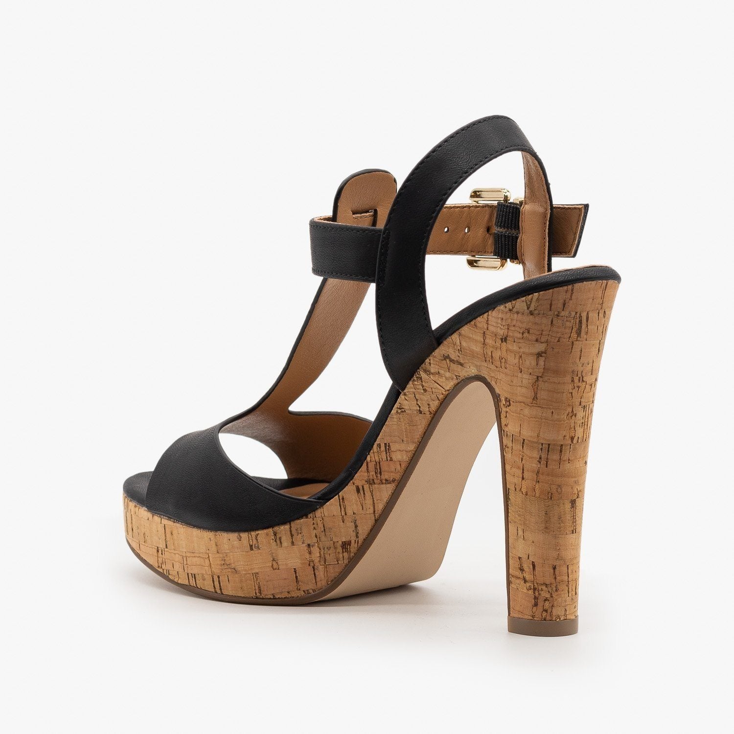 cork high heel sandals