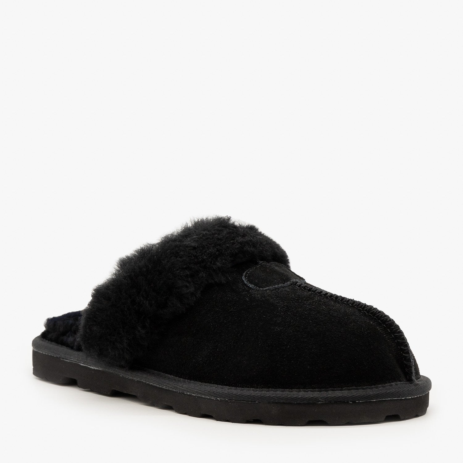 black sheepskin slippers