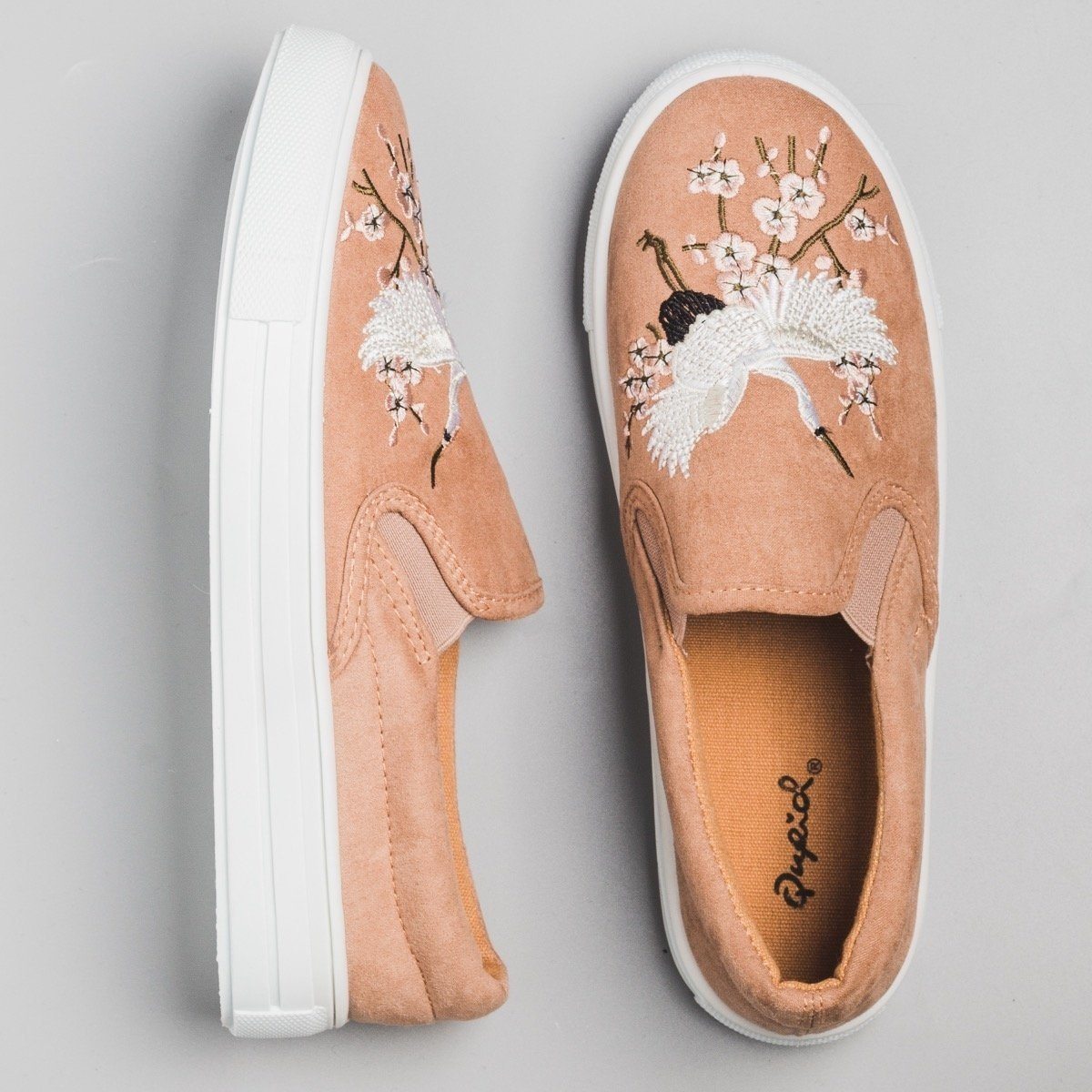 Crane Embroidered Slip On Sneakers 