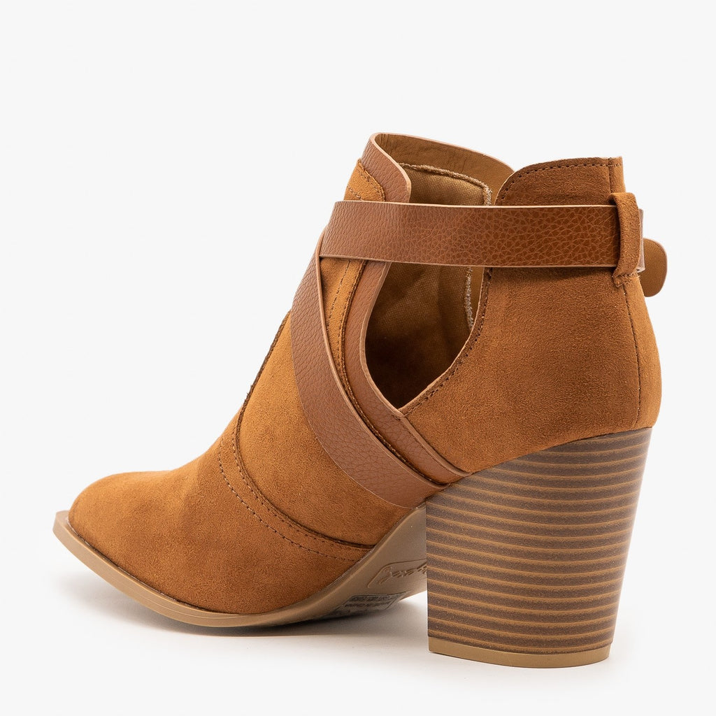 Criss Cross Buckle Strap Booties Qupid Shoes Prenton-81XX | Shoetopia