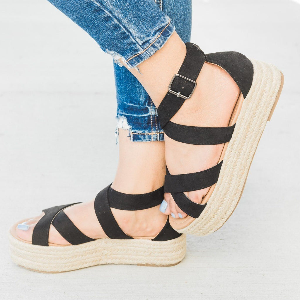 Criss Cross Espadrille Platform Sandals 