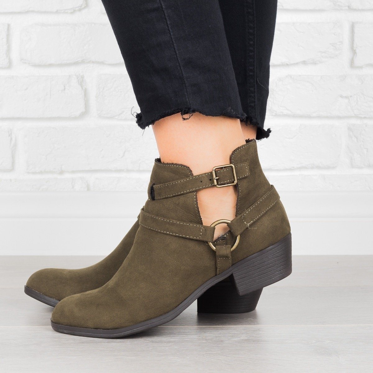 Cut-Out Buckled Booties - Shoelala 