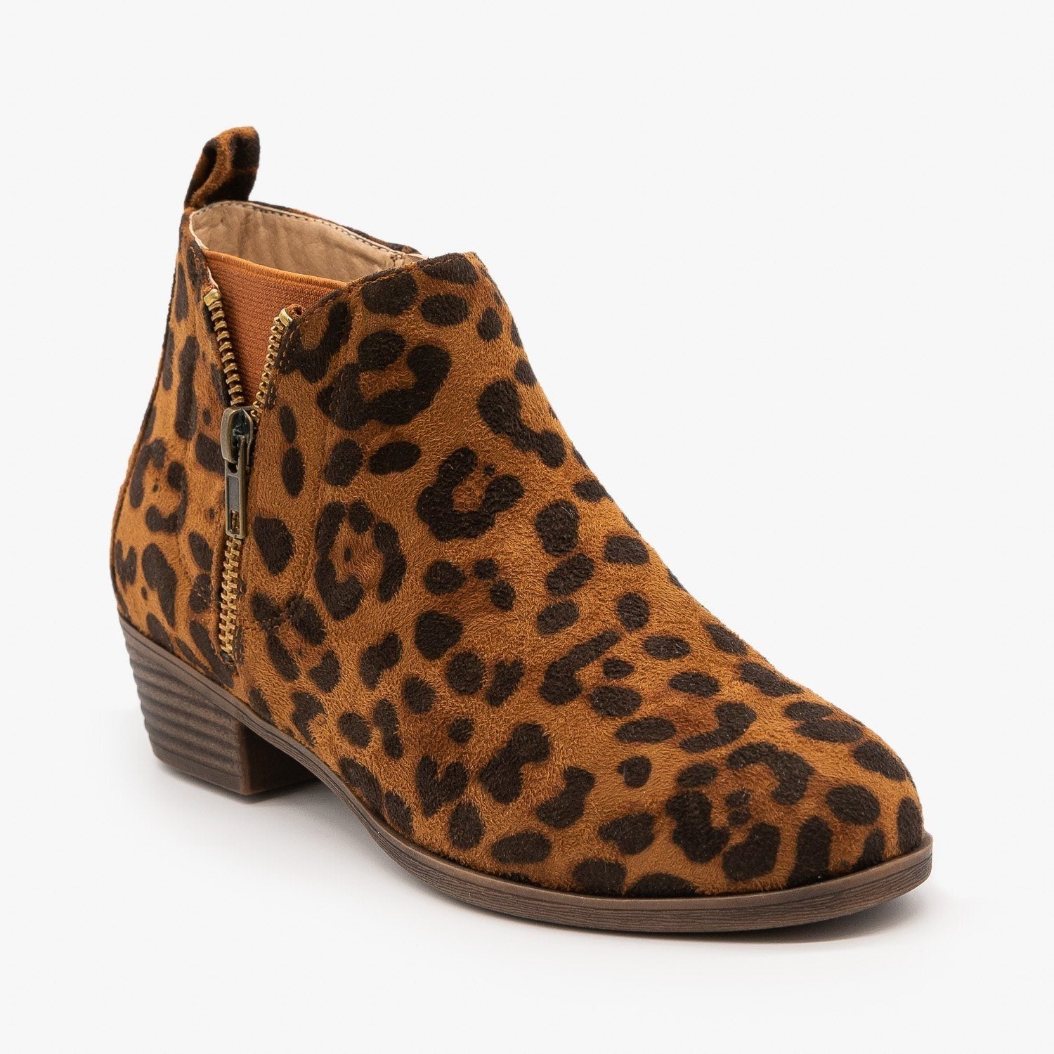 leopard print block heel booties