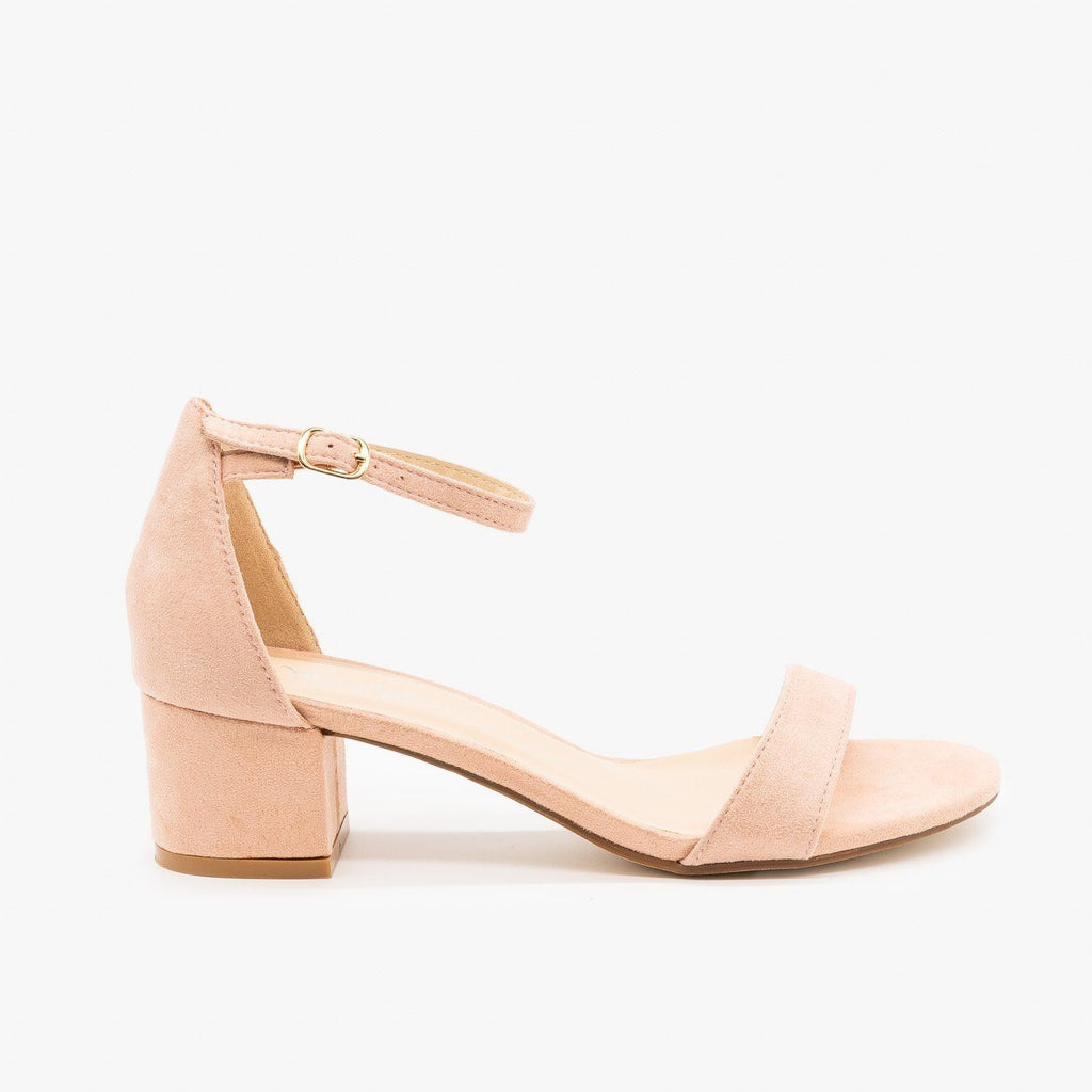 Dainty Ankle Strap Block Heels - Nature Breeze Eldred-01 | Shoetopia