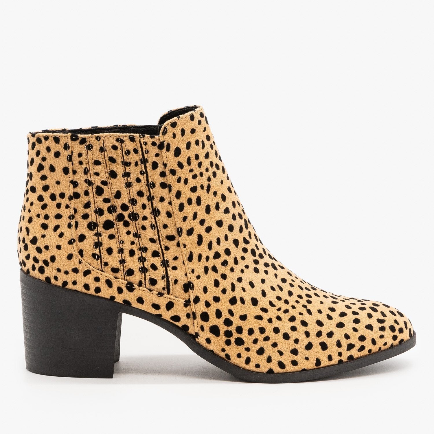 black ankle boots with leopard print heel