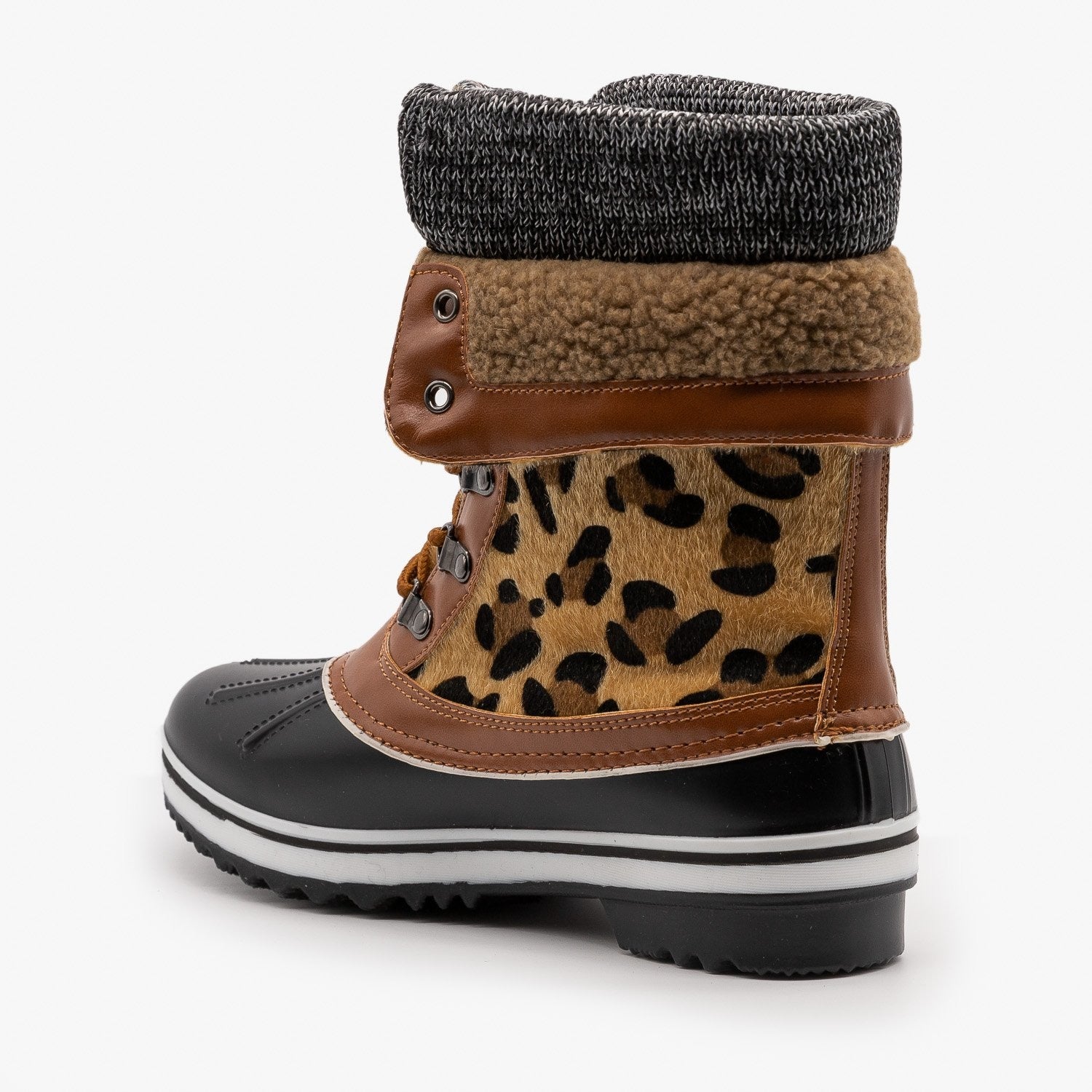 Double Cuff Leopard Duck Boots 