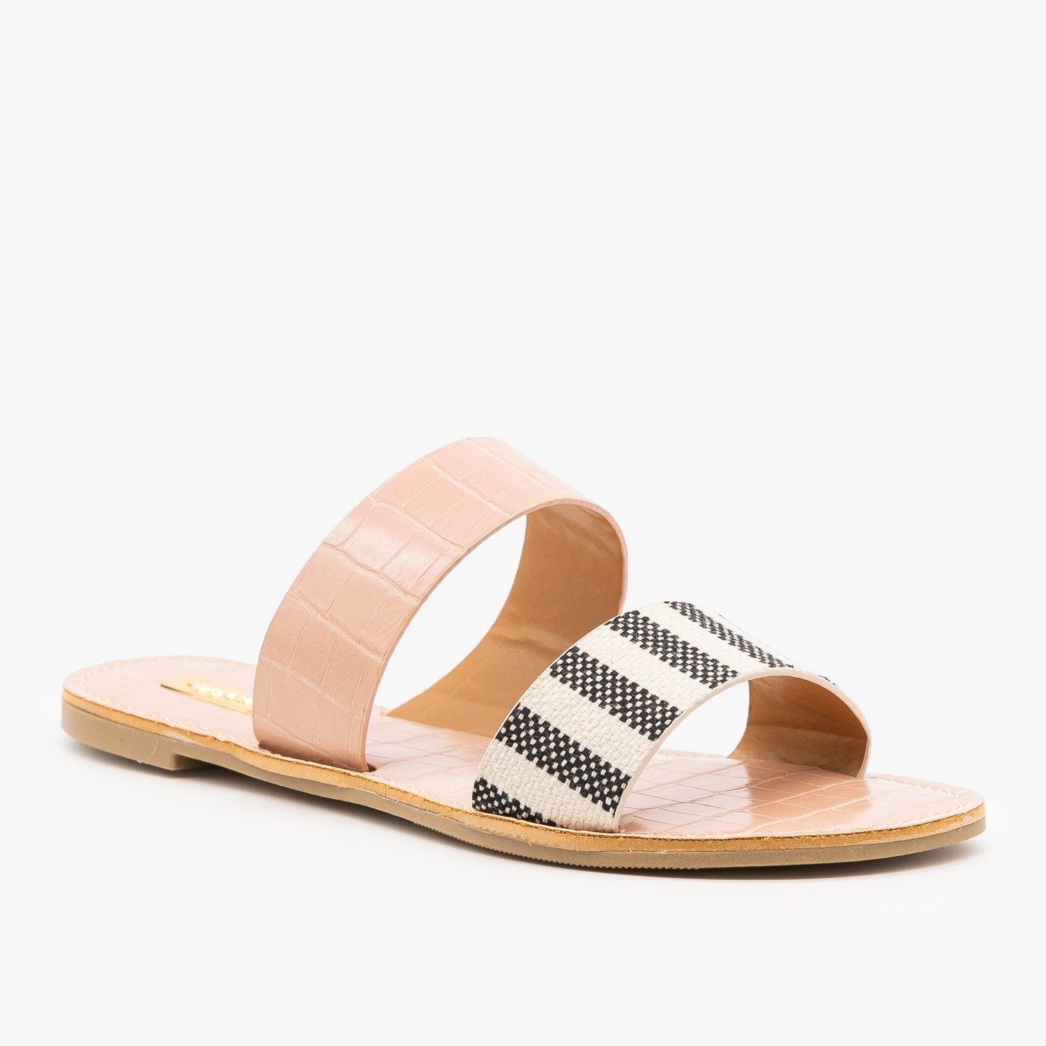 Double Strap Patterned Sandals - Qupid 