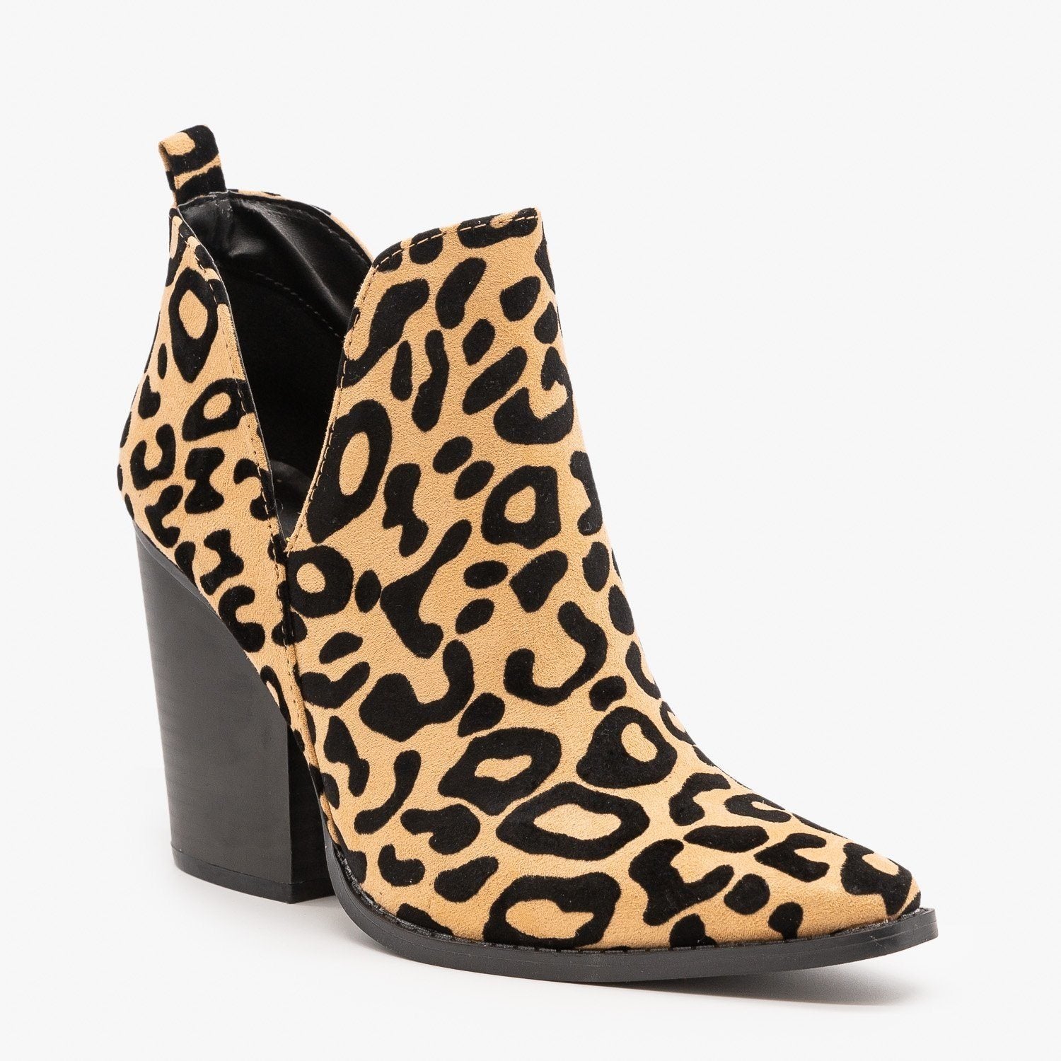 Edgy Leopard Print Booties - Qupid 