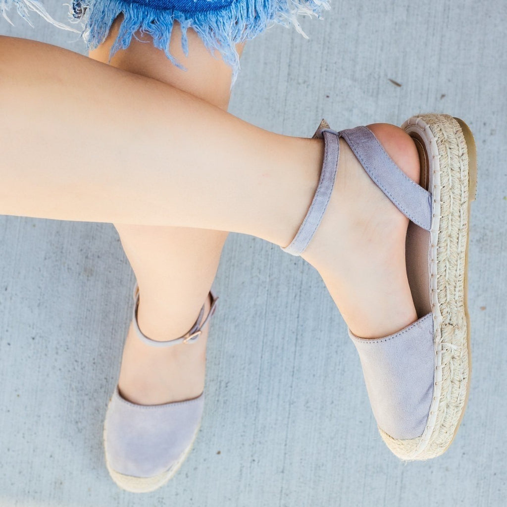 Womens Espadrille Ankle Strap Flats - Bella Marie