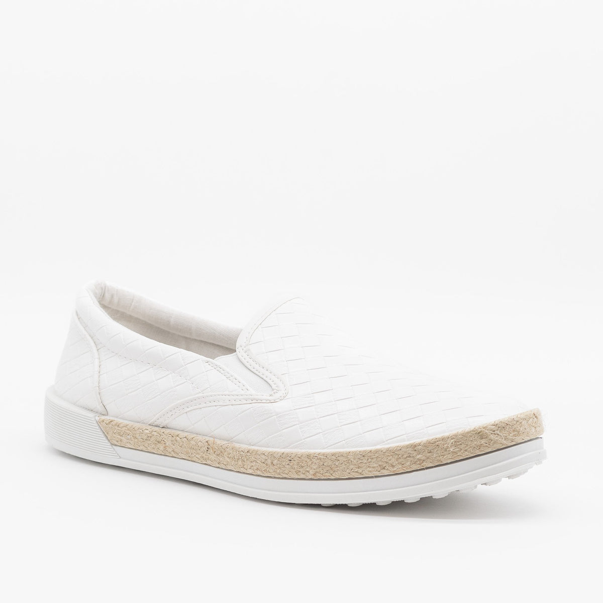 white quilted slip on sneakers