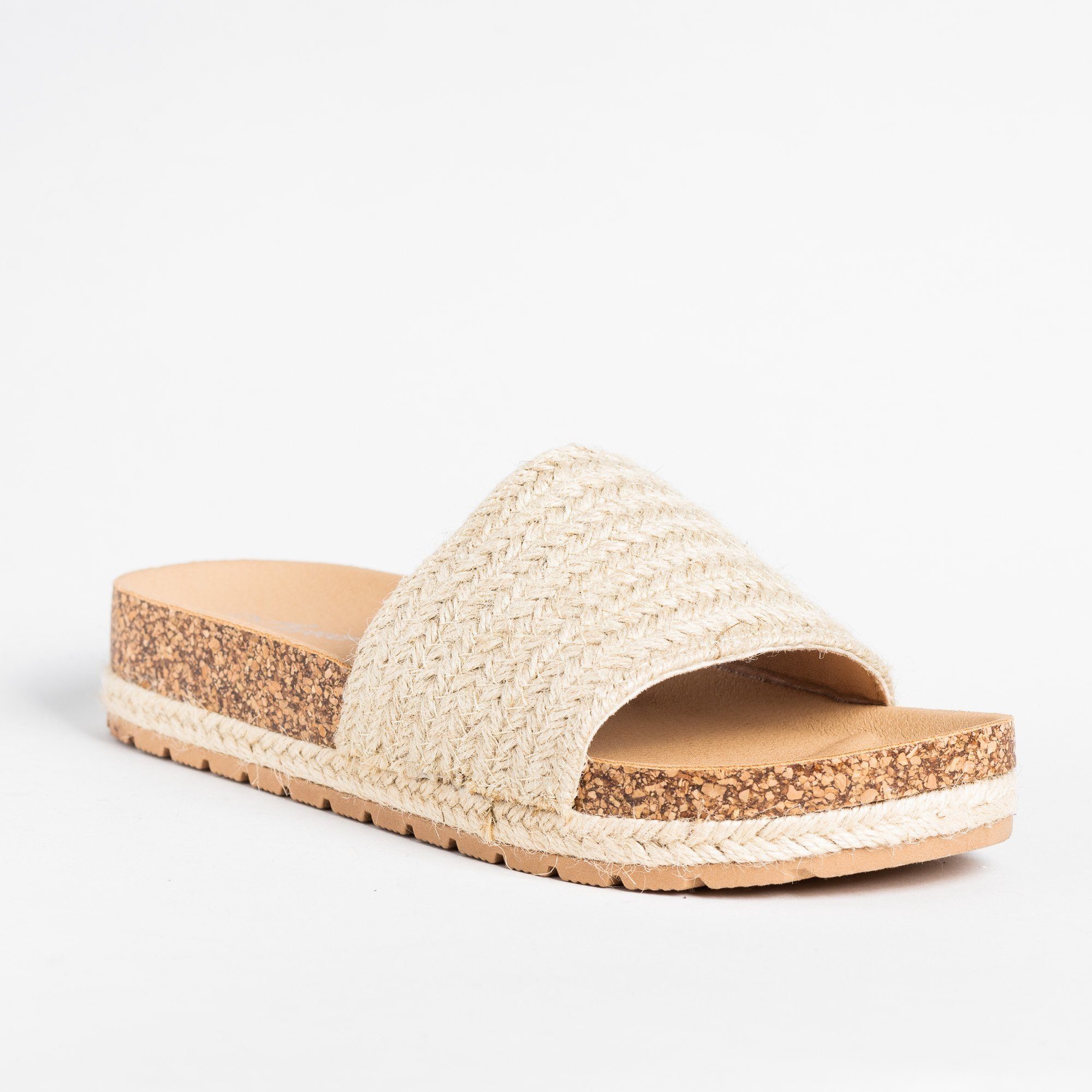 cork slip on sandals