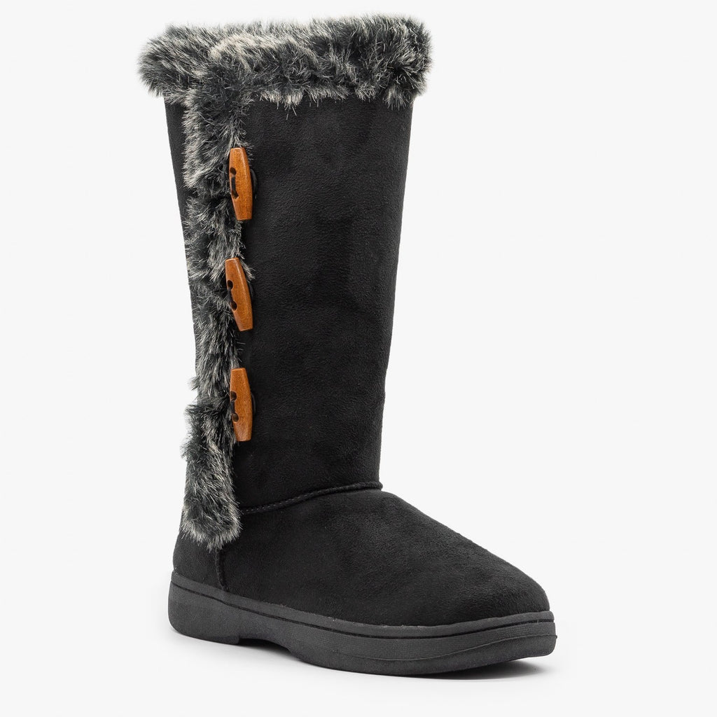 Faux Fur Trimmed Winter Boots - Bamboo 