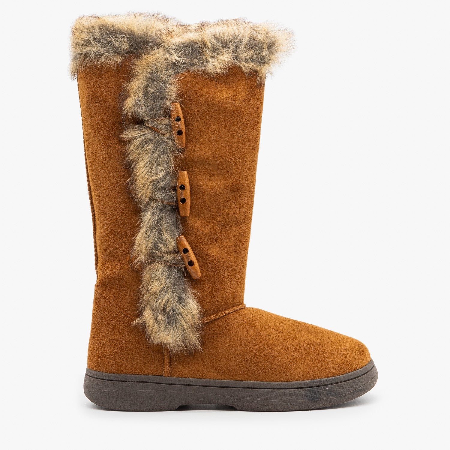 Faux Fur Trimmed Winter Boots - Bamboo 