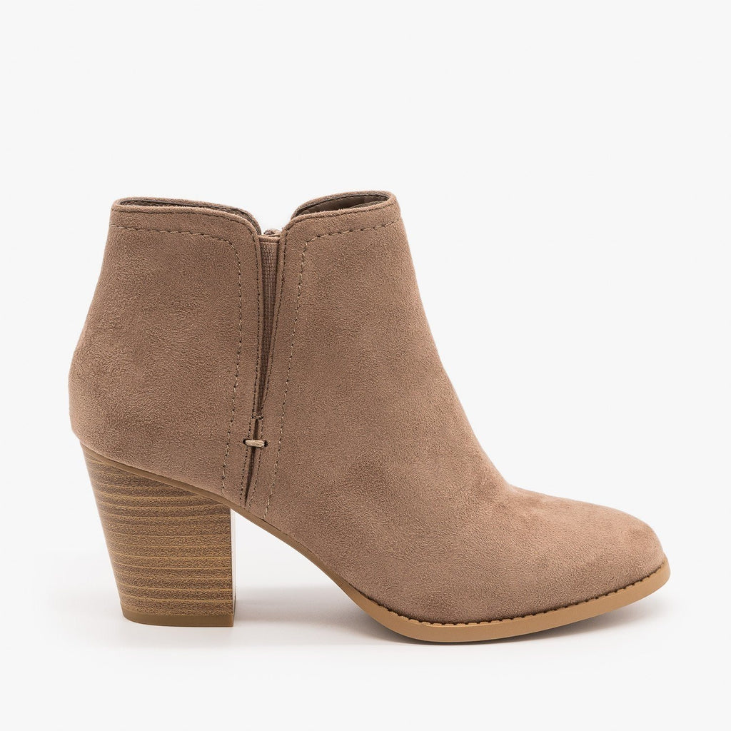 Faux Suede Closed Toe Ankle Booties - City Classified Shoes Piano-S |  Shoetopia