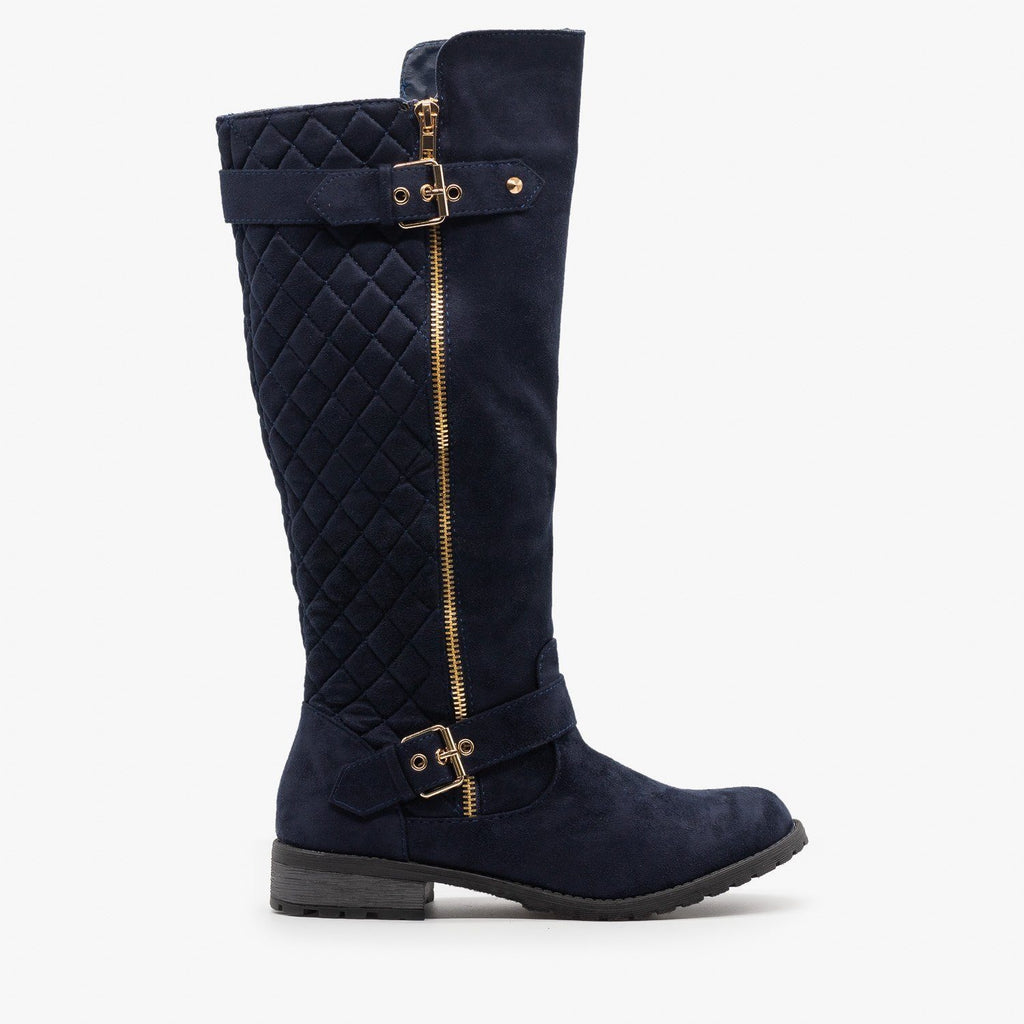 navy leather riding boots