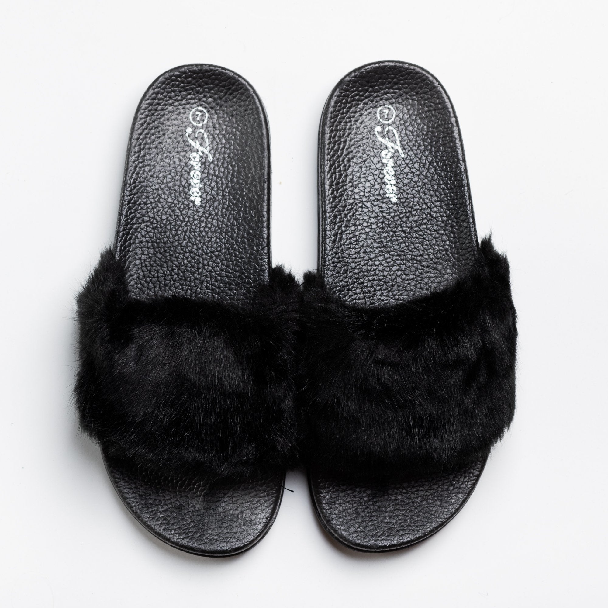 fuzzy slides black