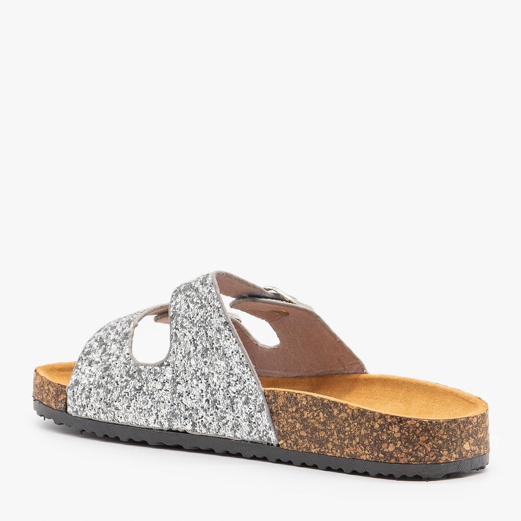 sparkly double strap sandals