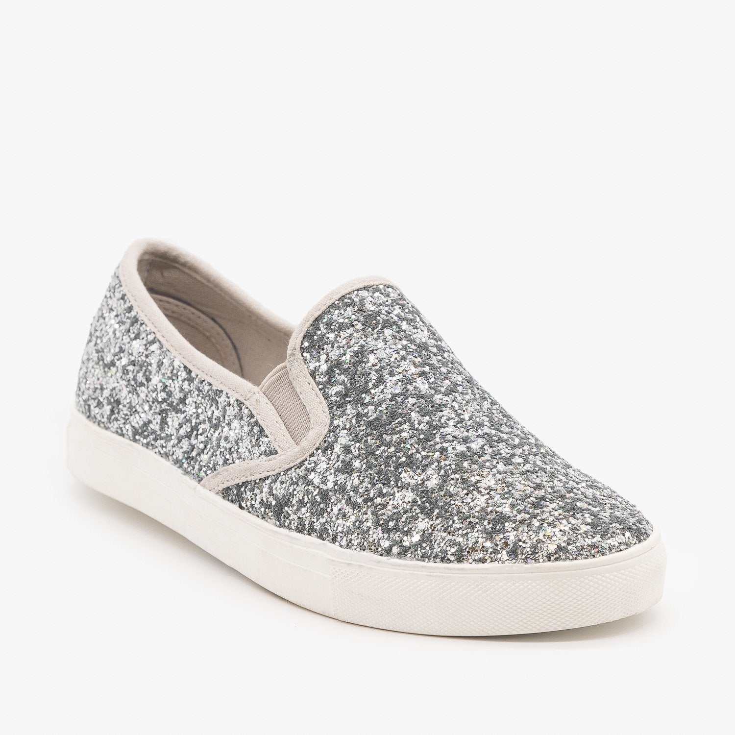 silver sparkly slip on shoes