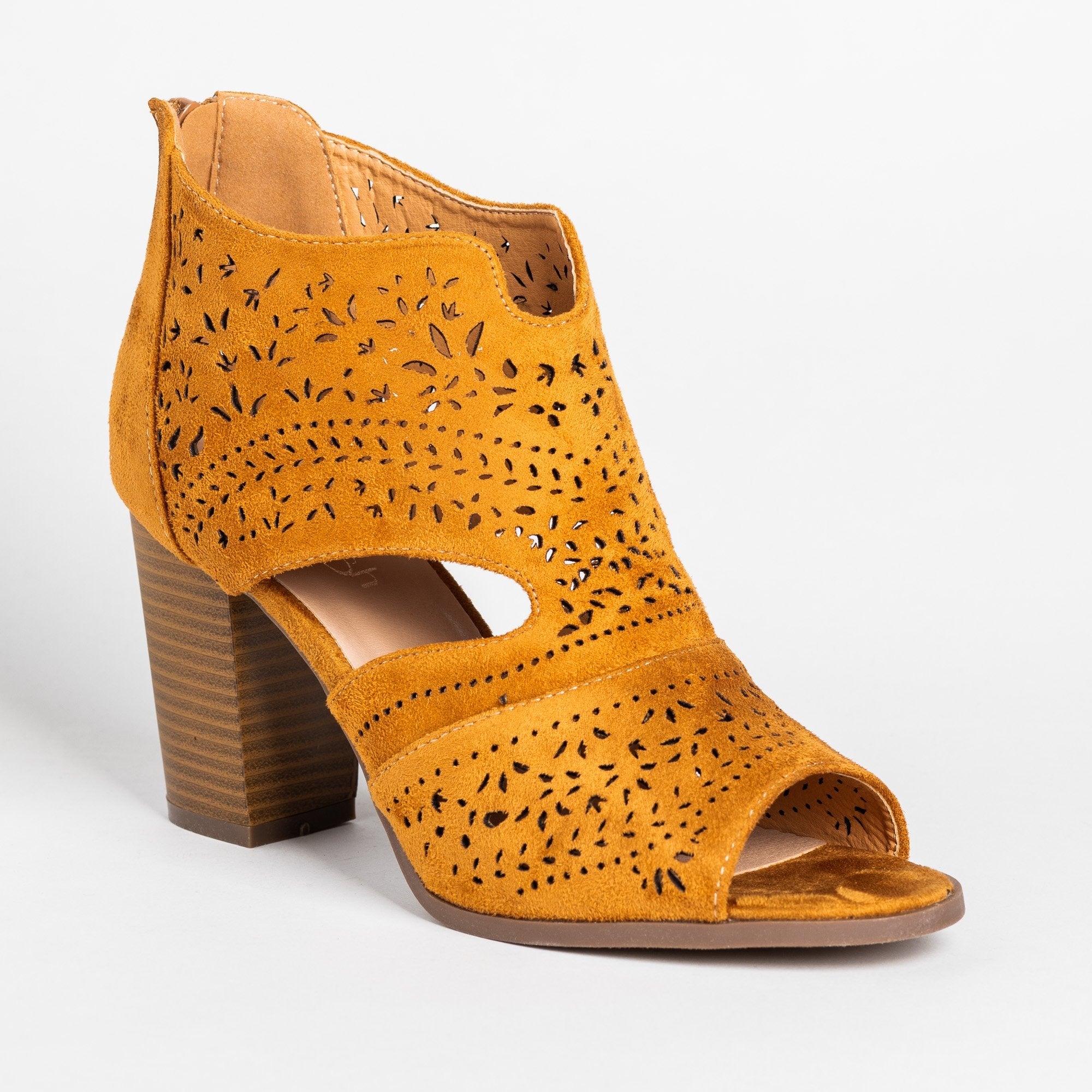 laser cut booties open toe