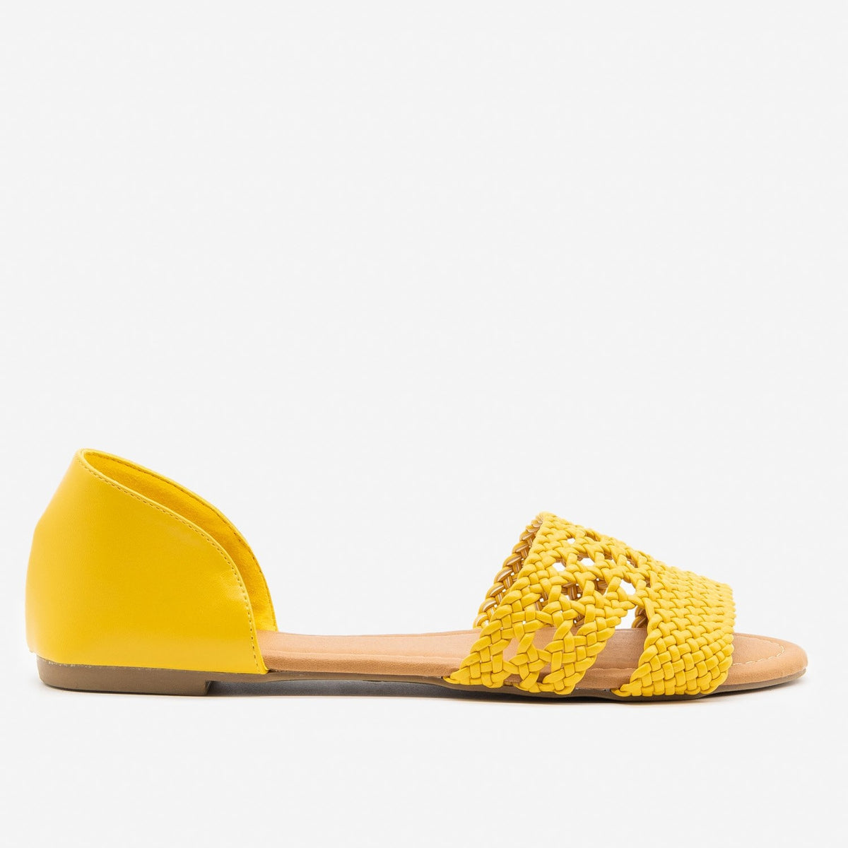 yellow peep toe flats