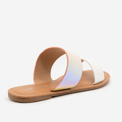 iridescent sandals rainbow